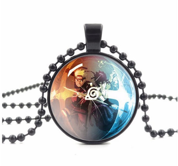 NARUTO Art Image black Bead Chain